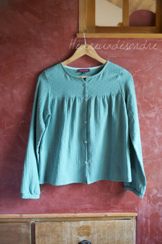 Blouse boutonnée turquoise T.36