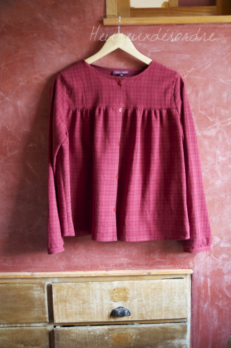 blouse boutonnée coton rouge à carreaux