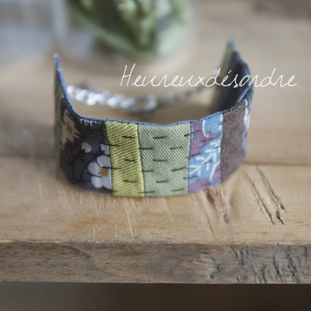 Bracelet patchwork brodé main